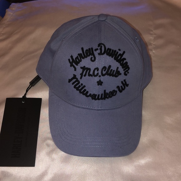 Harley Davidson Women’s Woven Club Crew Adjustable Baseball Cap Blue OS NWT - Picture 7 of 16